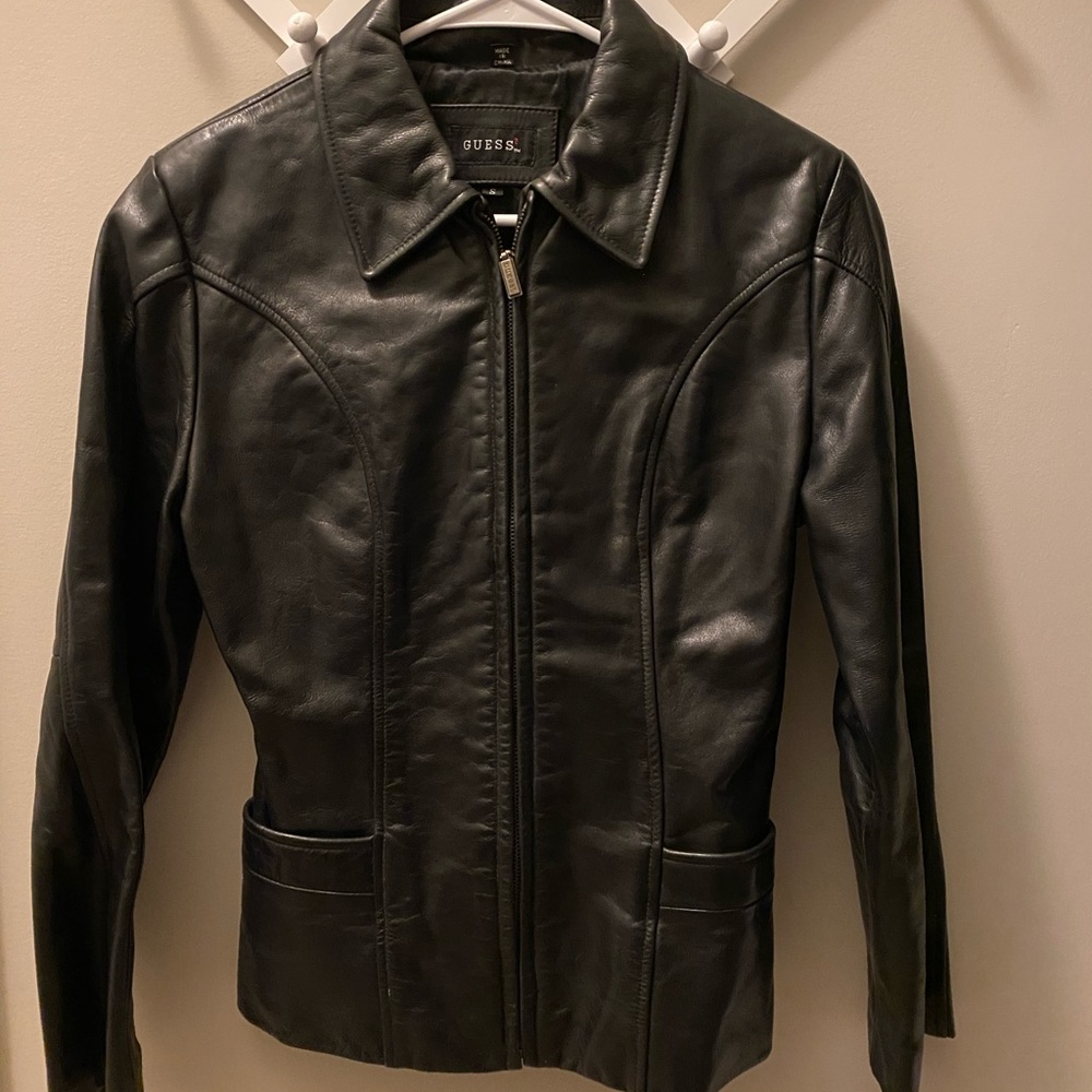 Guess REAL Leather Jacket Size Small